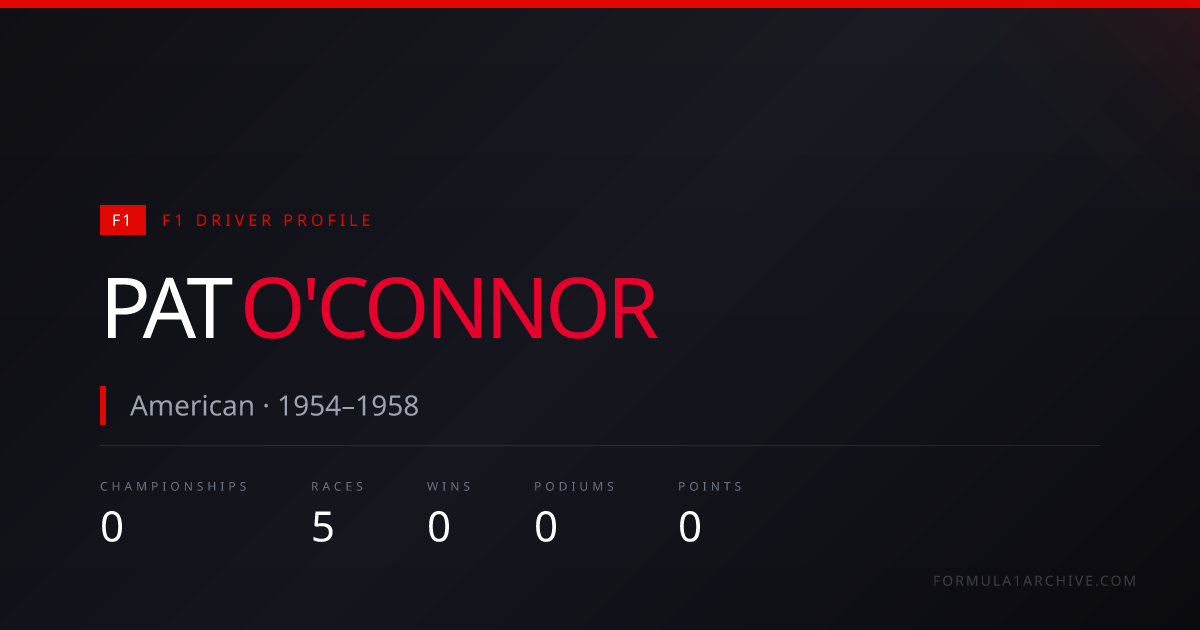 Pat O'Connor — F1 Stats, Wins, Races & Career History | F1 Archive