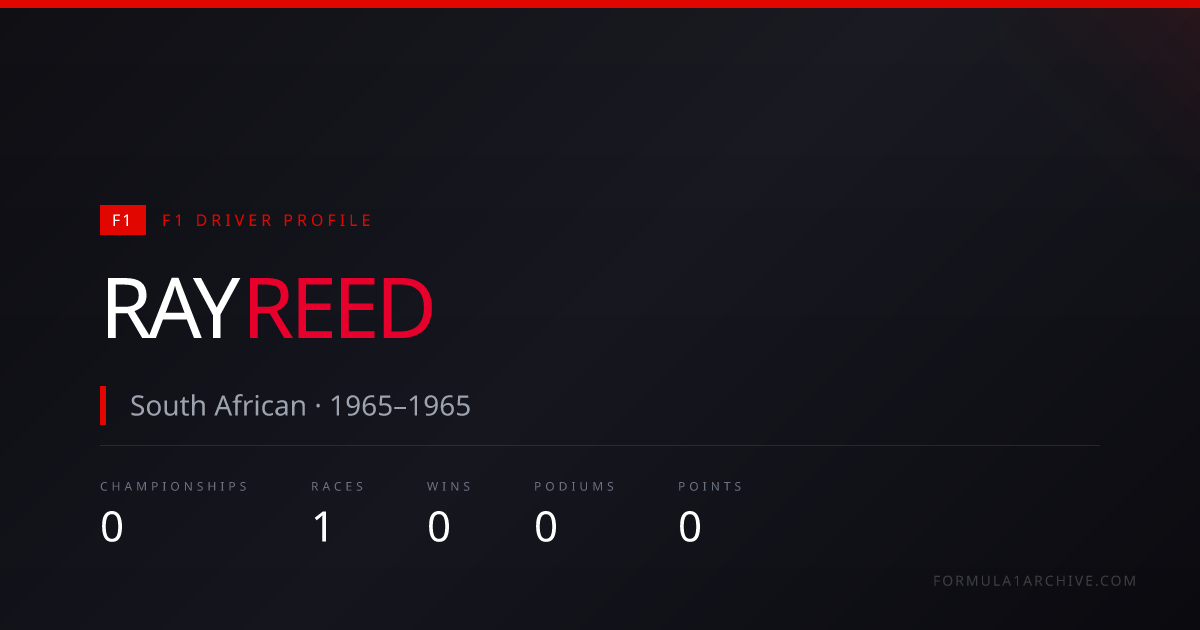 Ray Reed — F1 Career Stats, Races & Results | F1 Archive